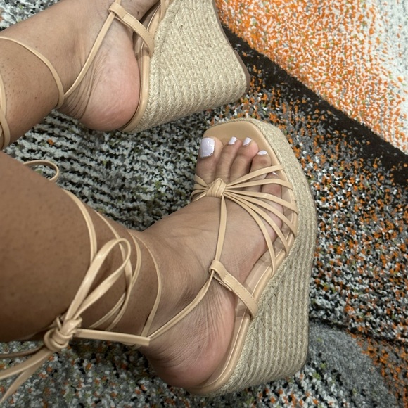 Fashionnova Are You With Me Wrap Up Wedges - Picture 2 of 4